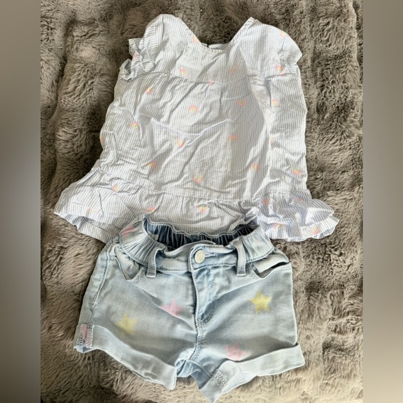 GAP Other - Baby gap and carters shirt and shorts 12-18M colorful rainbows and stars